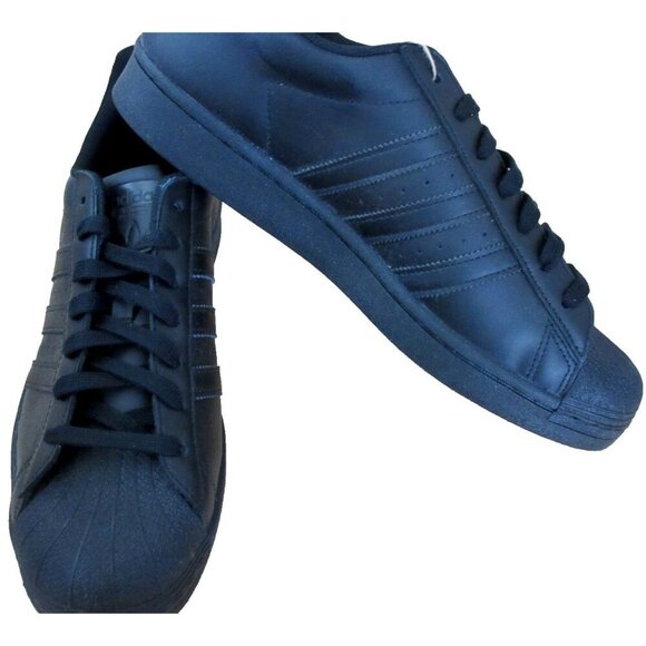 Adidas Men's Superstar Leather Shoes Core Triple Black Sizes NIB EG4957 - Picture 4 of 5